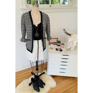 Tweed and Faux Leather Blazer